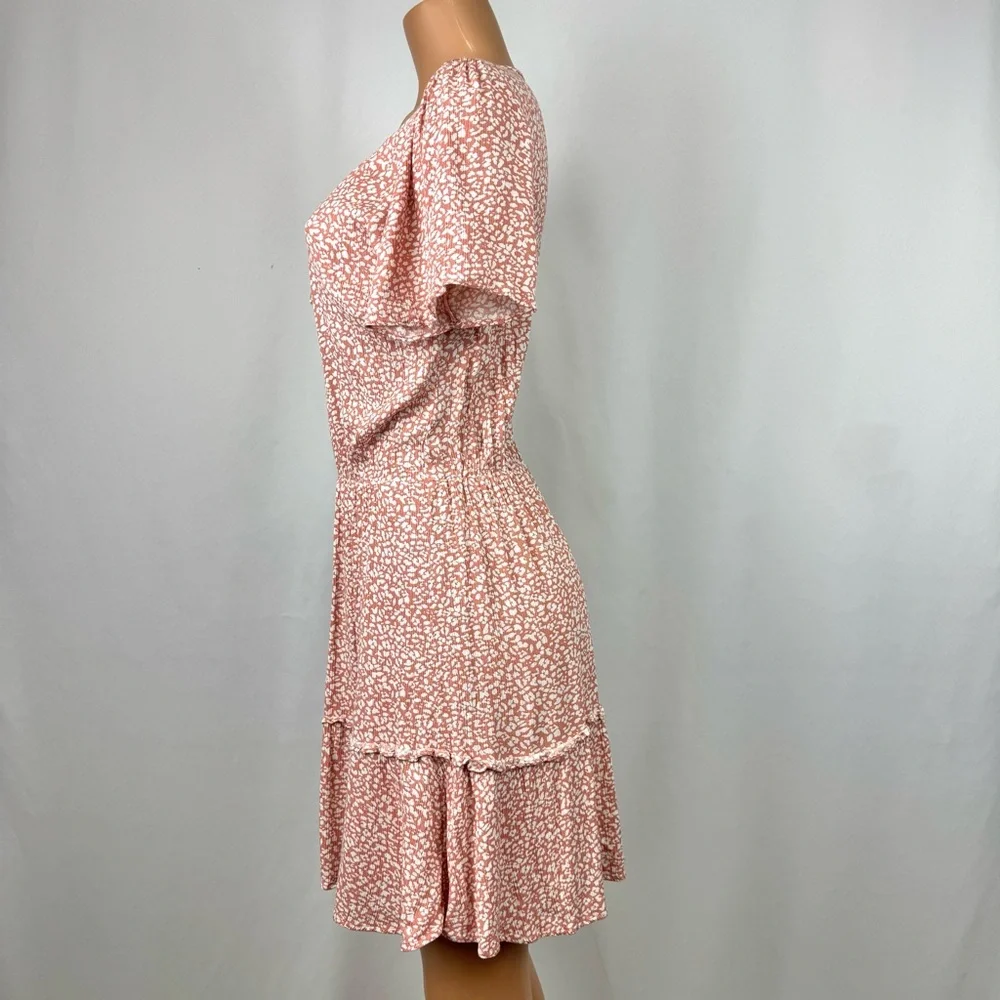 Abercrombie & Fitch Dress Ditsy Pink Leopard Mini Y2K 90s Summer Casual Sz M - Picture 5 of 13